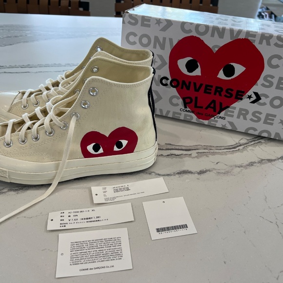 Comme de Garçons PLAY Converse Hi Tops M9/W11 - Picture 6 of 16